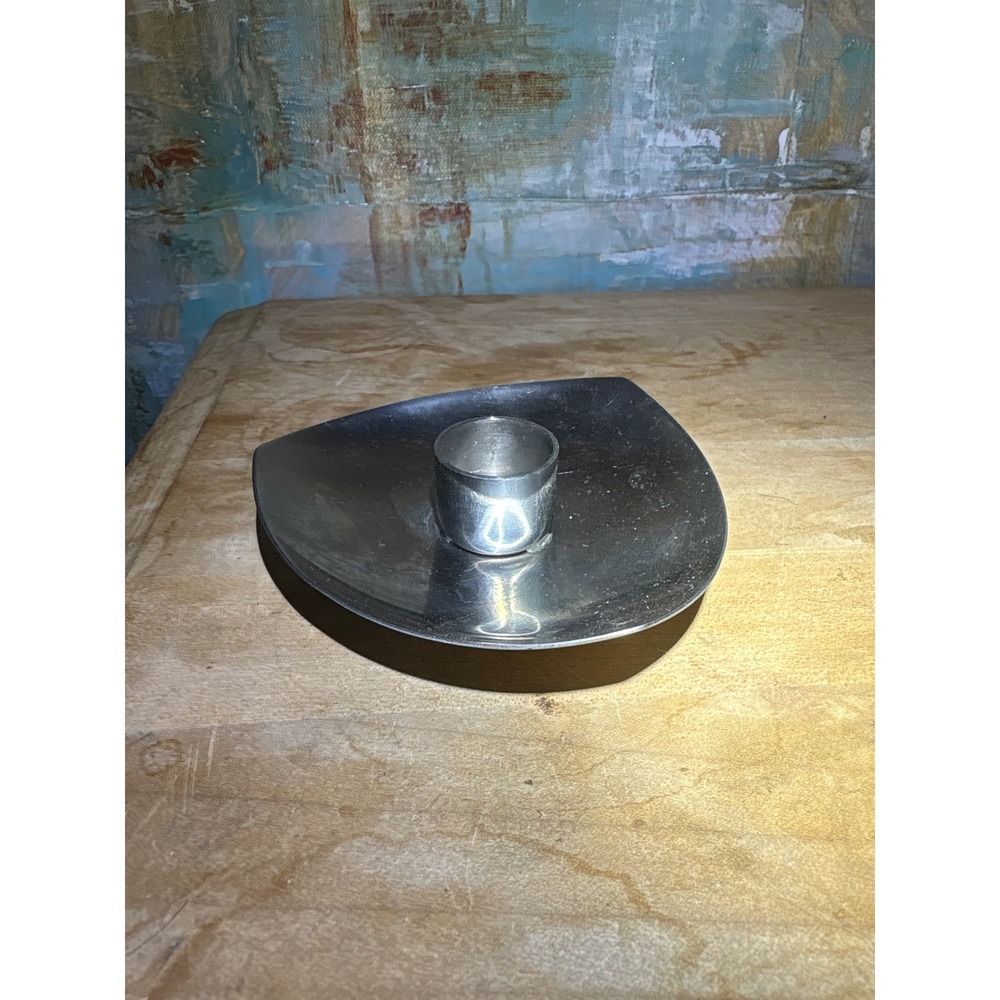 Stelton Denmark 18/8 Stainless Steel Triangular Candle Holder Mid Century Modern